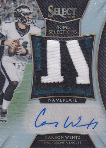 2016 Select Football Prime Selections Nameplate Autographs Carson Wentz