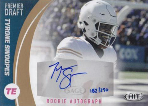 2017 SAGE Hit Premier Draft Low Series Football Autograph Tyrone Swoopes