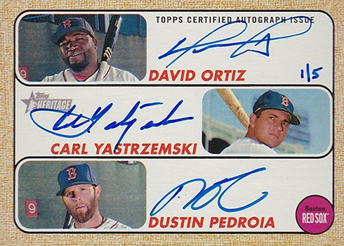 2017 TH Real One Triple Autographs David Ortiz Carl Yastrzemski Dustin Pedroia