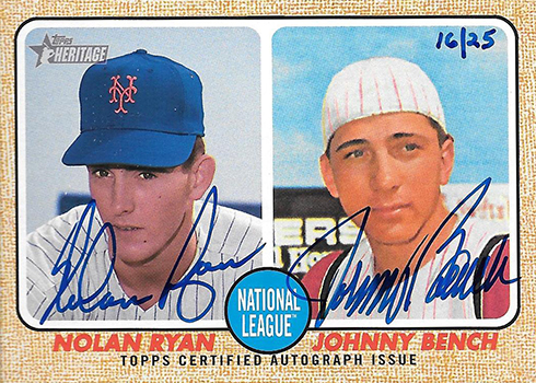 2017 Topps Heritage Real One Dual Autographs Nolan Ryan Johnny Bench