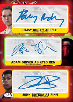 2017 Topps Journey to Star Wars the Last Jedi Triple Autograph