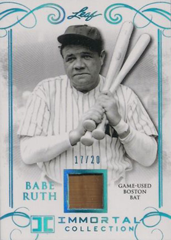 Babe Ruth Game Used Bat Card 5/20 popular Leaf Immortal Collection 2017 Boston / Yankees