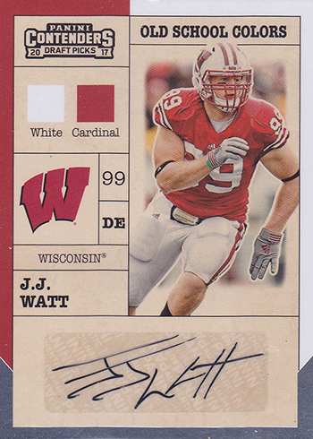 2017 Panini Contenders Draft Picks Old School Colors Signatures JJ Watt