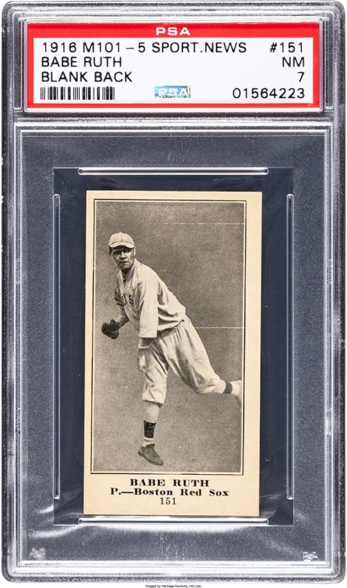 1916 M101-5 Blank Back Babe Ruth Sells for $552,000