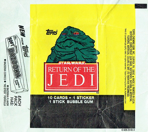 1983 Topps Return of the Jedi Series 1 Wrapper Jabba the Hutt