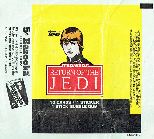 1983 Topps Return of the Jedi Series 1 Wrapper Luke Skywalker