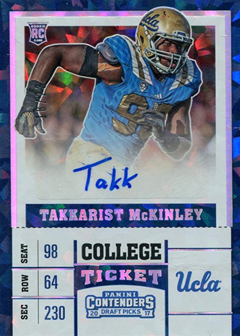 2017 Contenders Draft Picks Takkarist McKinley Autograph Cracked Ice