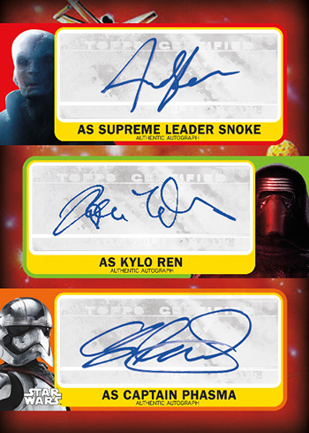 2017 Topps Star Wars Journey to the Last Jedi Triple Auotgraph Snoke Kylo Phasma