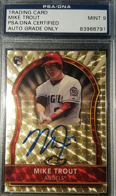 Mike Trout Autographed 2011 Topps Rookie Card - PSA/DNA 52297838 (EX-MT 6,  AUTO 10)