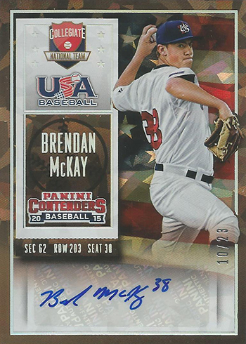 2015 Panini Contenders USA Baseball Collegiate National Team Cracked Ice Brendan McKay Autograph