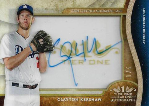 2017 Topps Tier One Baseball Clear One Autographs Clayton Kershaw