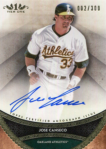 2017 Topps Tier One Baseball Prime Performers Autographs Jose Canseco
