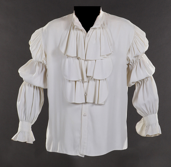 White Satin Pirate Shirt Adult Costume Jerry Seinfeld Puffy Ruffles  Buccaneer