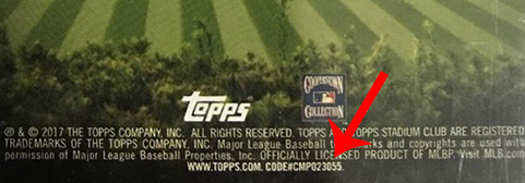 2017 Topps Stadium Club Variations Code Arrow