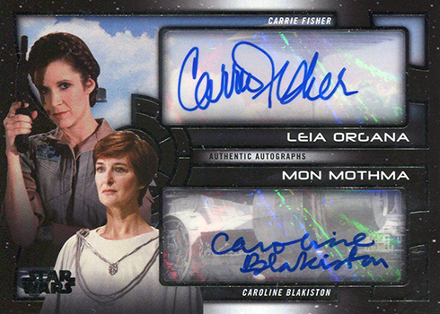2017 Topps Star Wars Galactic Files Reborn Dual Autograph Carrie Fisher Caroline Blakiston