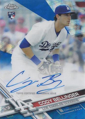 2017 Topps Chrome Rookie Autographs Blue Wave Refractor Cody Bellinger