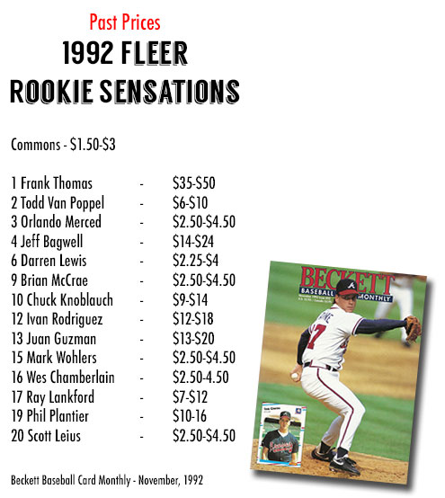 1992 Fleer Rookie Sensations #1 Frank Thomas Value - Baseball