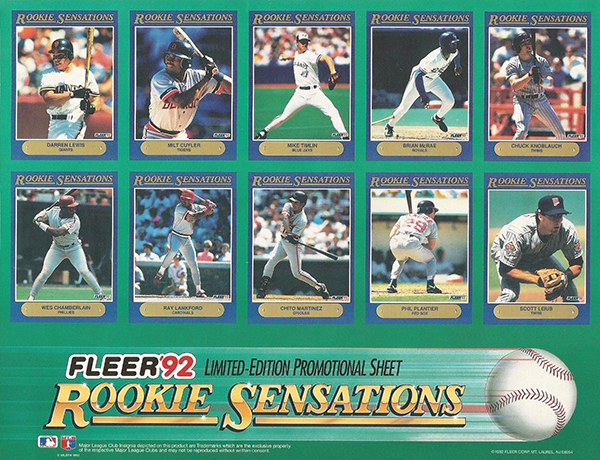 WHITE SOX FRANK THOMAS ROOKIE SENSTIONS FLEER 92 #1 OF 20