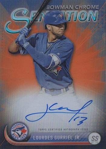 2017 Bowman Chrome Baseball Chrome Sensation Autographs Orange Lourdes Gurriel Jr.