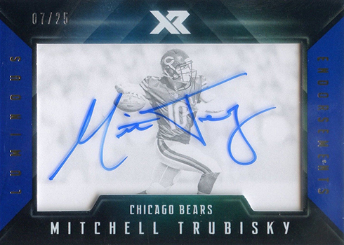 2017 Panini XR Football Luminous Endorsements Blue Mitchell Trubisky