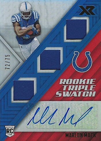 2017 Panini XR Football Rookie Triple Swatch Autographs Blue Marlon Mack