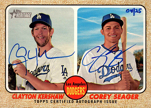 2017 Topps Heritage High Number Baseball Dual Autograph Clayton Kershaw Corey Seager