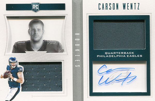 Carson Wentz 2016 Panini Immaculate top Collegiate Patch Relic RC Auto 104 Gold 2/10