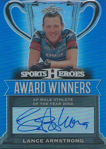 2017 Leaf Metal Sports Heroes Award Winners Lance Armstrong Autograph Blue Prismatic