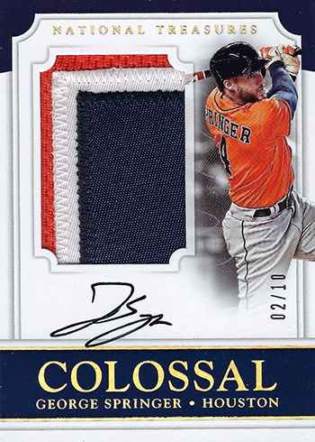 2017 Panini National Treasures Baseball Colossal Material Jersey Number Signatures Holo Gold George Springer