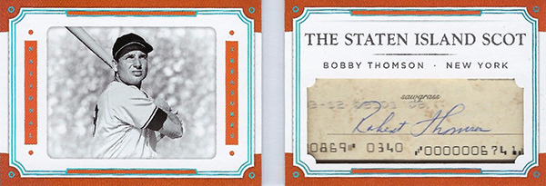 2017 Panini National Treasures Baseball Legends Cuts Nickname Booklet Bobby Thomson