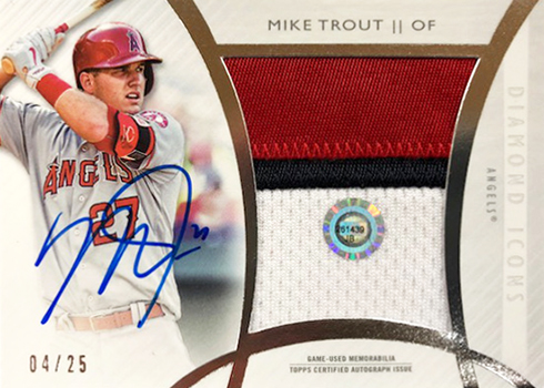 2017 Topps Diamond Icons Baseball Authenticated Jumbo Patch Autograph Mike Trout