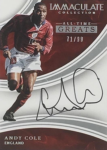 2017 Panini Immaculate Soccer All-Time Greats Signatures Andy Cole