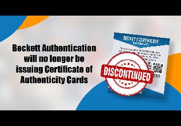 Beckett Authentication Services Announces Discontinuation of COA Cards