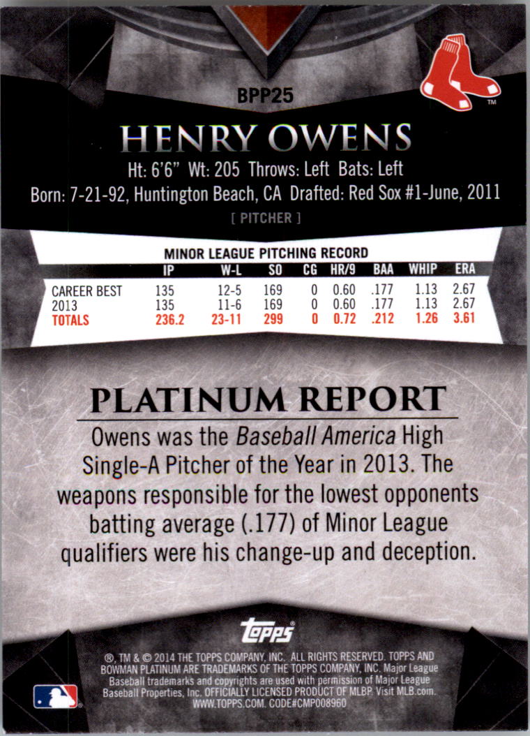 2014 Bowman Platinum Prospects Baseball YOU PICK - Picture 43 of 181
