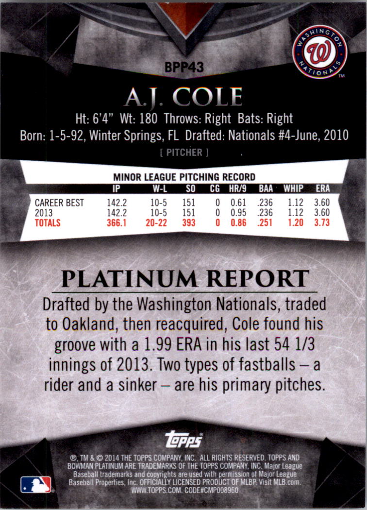 2014 Bowman Platinum Prospects Baseball YOU PICK - Picture 77 of 181