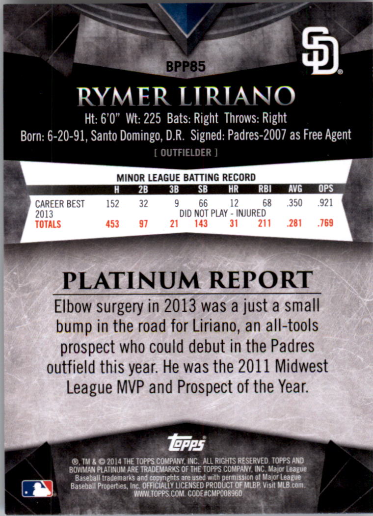 2014 Bowman Platinum Prospects Baseball YOU PICK - Picture 151 of 181