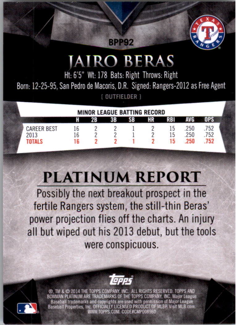 2014 Bowman Platinum Prospects Baseball YOU PICK - Picture 165 of 181