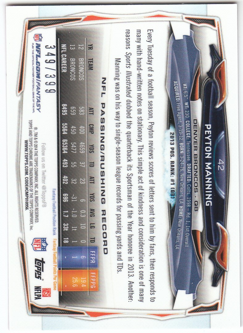 2014 Topps Chrome Football Part 2 Refractors Parallel Cards - Picture 84 of 233