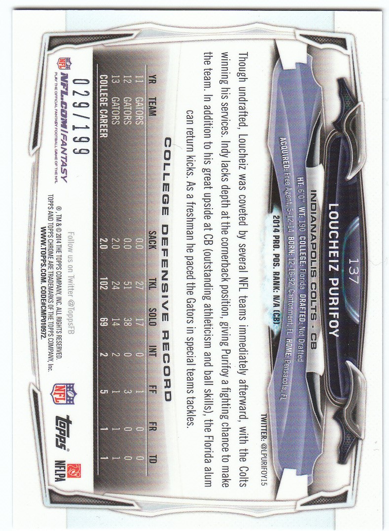 2014 Topps Chrome Football Part 2 Refractors Parallel Cards - Picture 11 of 233