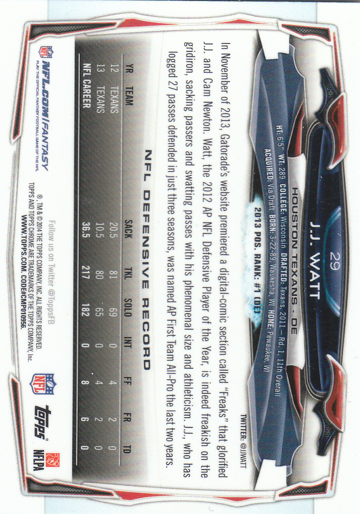 2014 Topps Chrome Football Part 2 Refractors Parallel Cards - Picture 230 of 233