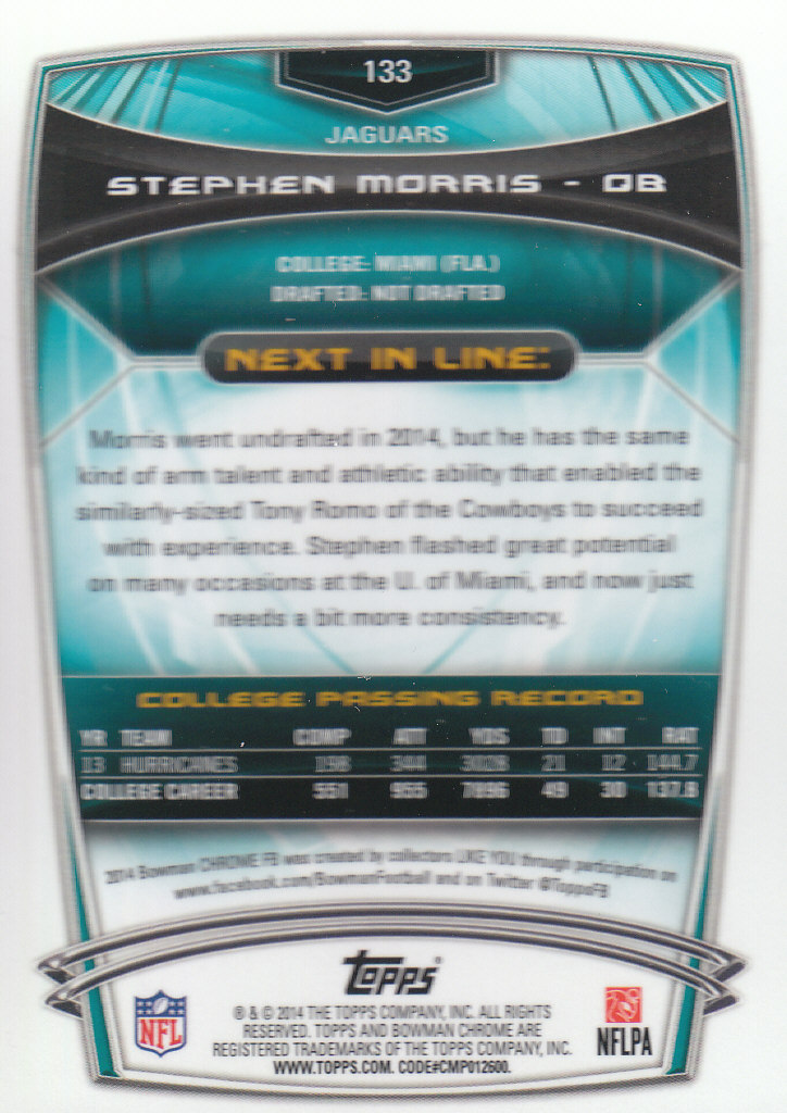 2014 Bowman Chrome Football Part 2 Parallel Refractors Cards - Picture 127 of 157