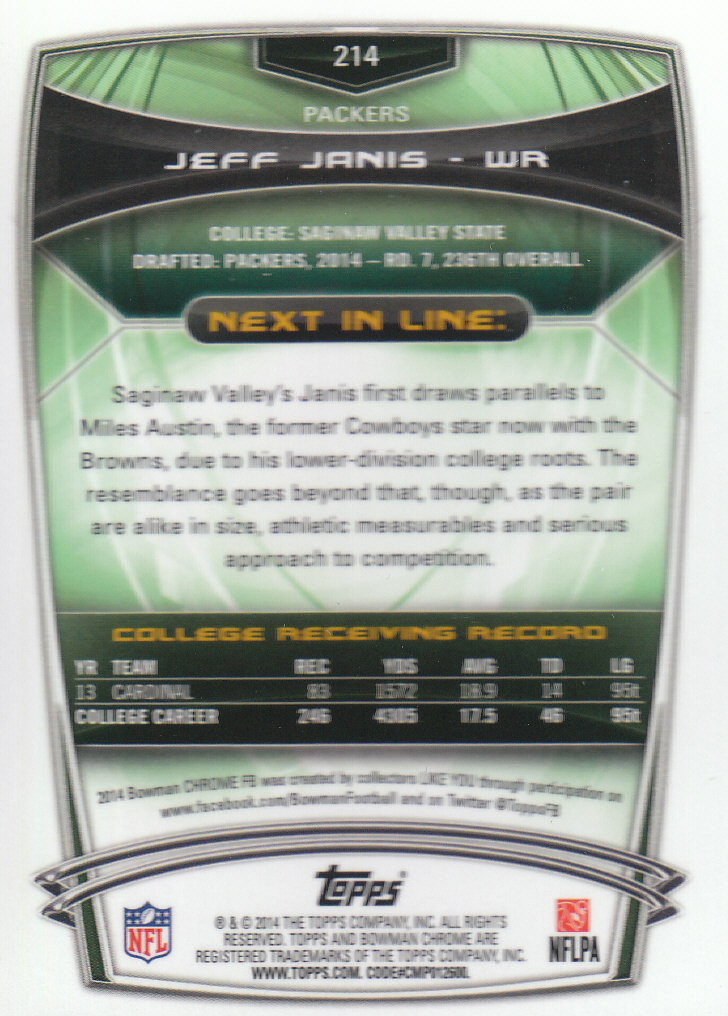2014 Bowman Chrome Football Part 2 Parallel Refractors Cards - Picture 155 of 157