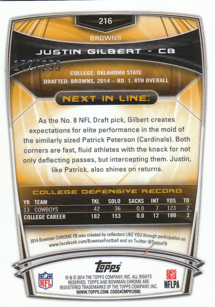 2014 Bowman Chrome Football Part 2 Parallel Refractors Cards - Picture 21 of 157
