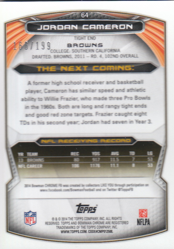 2014 Bowman Chrome Football Part 2 Parallel Refractors Cards - Picture 27 of 157