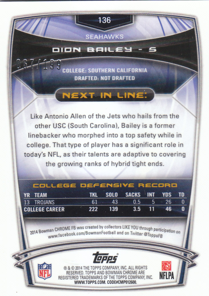 2014 Bowman Chrome Football Part 2 Parallel Refractors Cards - Picture 37 of 157
