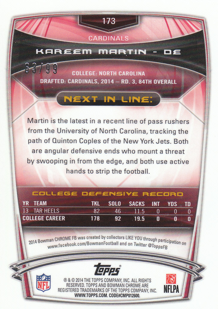 2014 Bowman Chrome Football Part 2 Parallel Refractors Cards - Picture 49 of 157