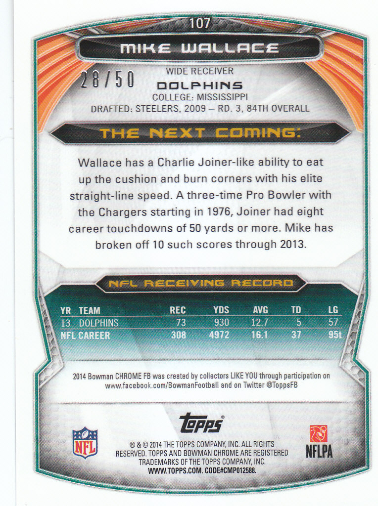 2014 Bowman Chrome Football Part 2 Parallel Refractors Cards - Picture 51 of 157