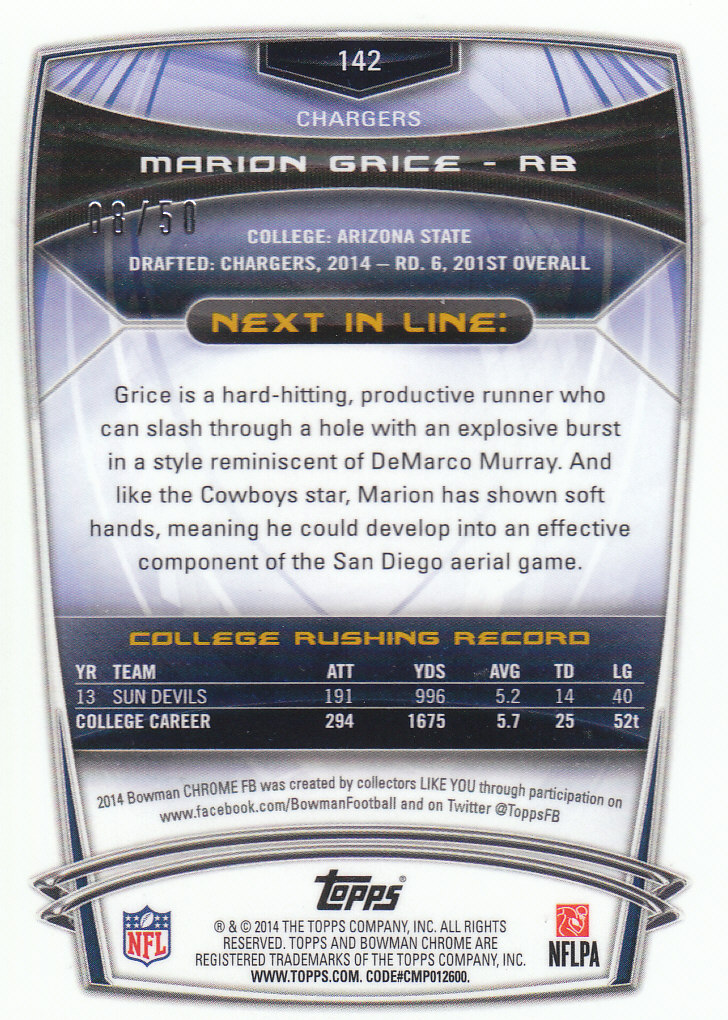2014 Bowman Chrome Football Part 2 Parallel Refractors Cards - Picture 53 of 157