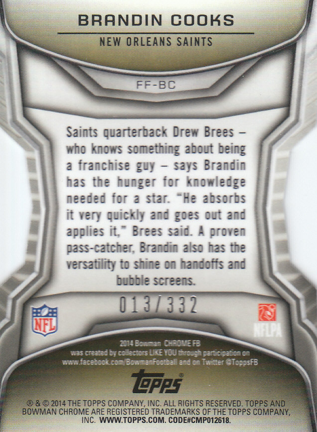 2014 Bowman Chrome Football Part 3 Insert and Rookie Autograph Cards - Picture 57 of 90
