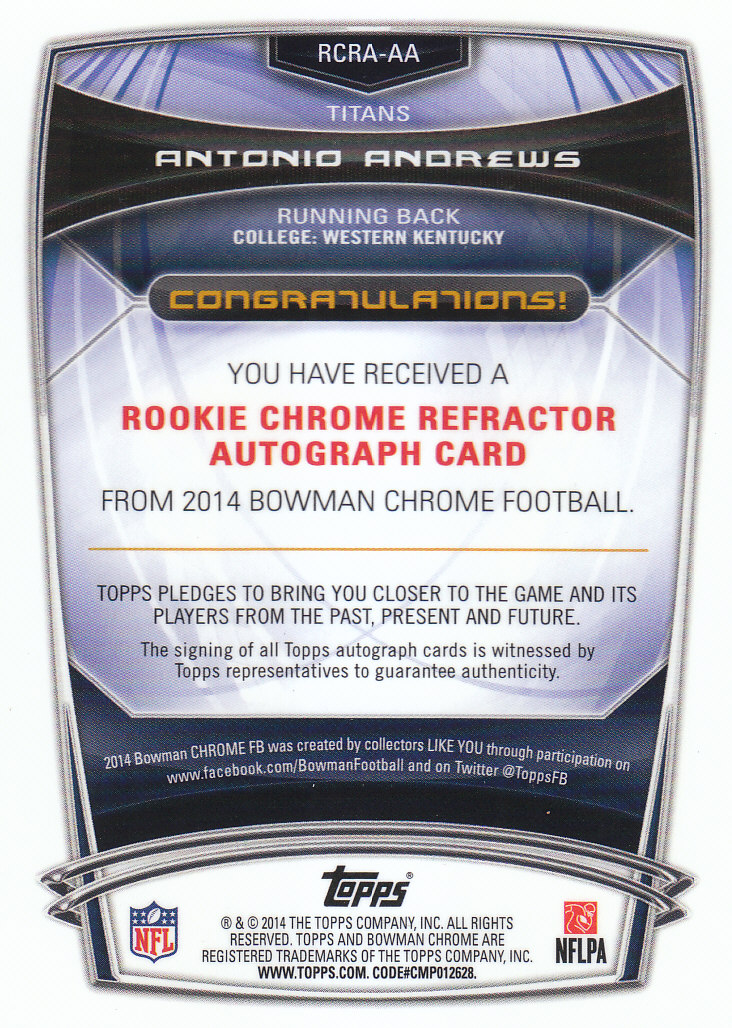 2014 Bowman Chrome Football Part 3 Insert and Rookie Autograph Cards - Picture 61 of 90